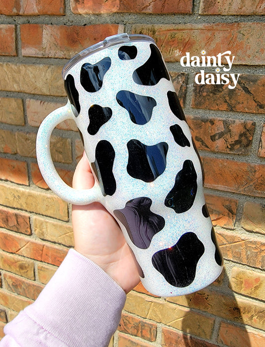 24oz Cow Print Travel Mug Tumbler