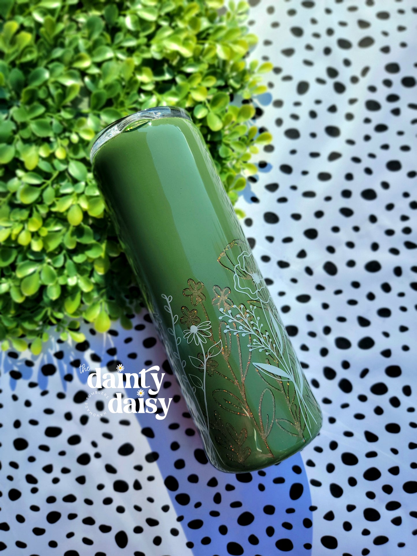 20oz Floral Peekaboo Skinny Tumbler - Green/Gold/White