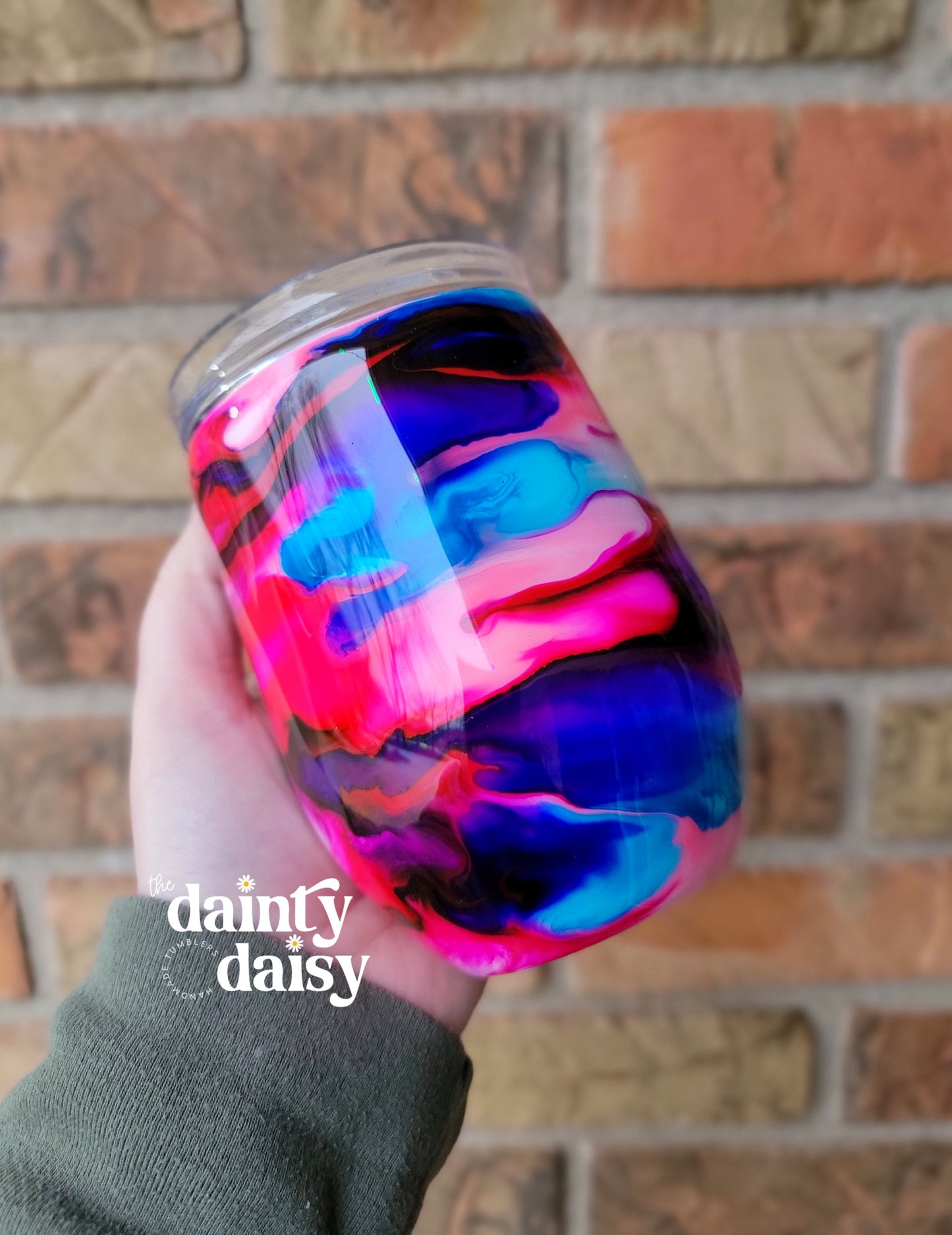 12oz Blue/Pink Swirl Wine Tumbler