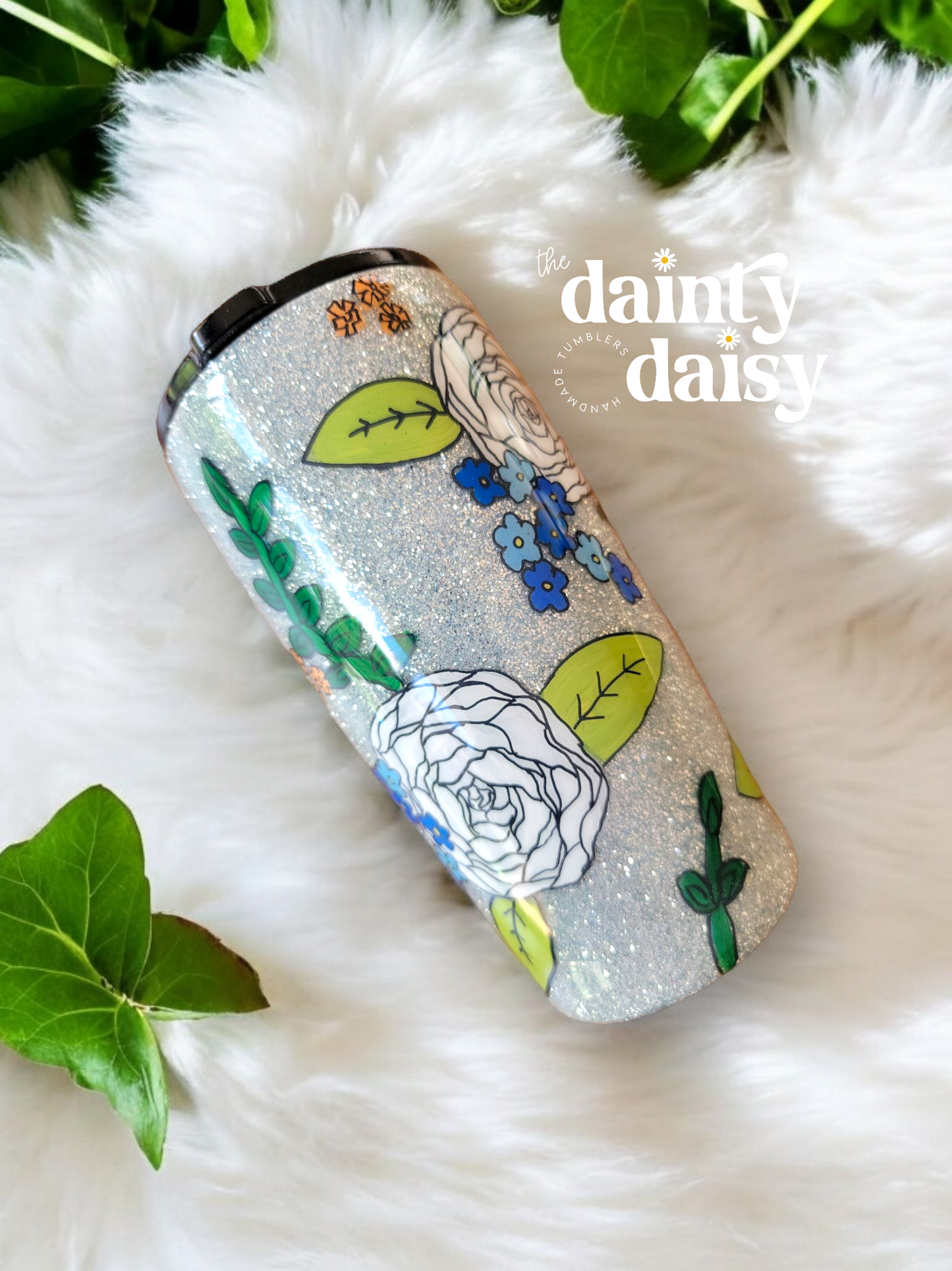 20oz Hand-painted Floral Traditional Tumbler