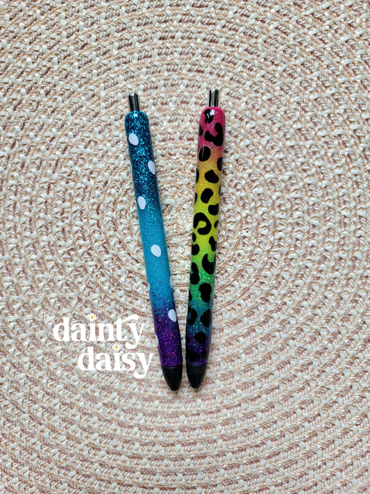 Three Color or Rainbow Glitter Pen